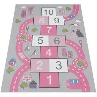 KADIMA DESIGN Hüpfkästchen Kinderteppich 80 x 150 cm Pink/Rosa