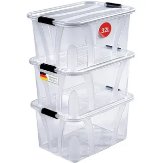 konzept Aufbewahrungsbox 32 l 3-tlg. transparent