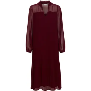 Fransa FRPlisse", Damen, Freizeitkleid Kleid mit Plissee und leicht transparenten Schultern und Ärmel, Größe:S, Farbe:Winetasting (192118) - S