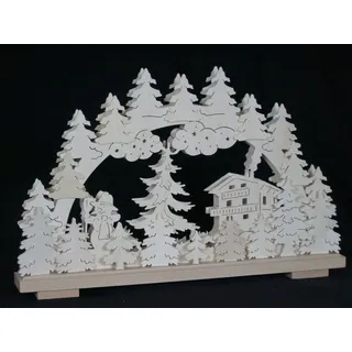 Schwibbogen el. Beleuchtet mit Schneemann und Haus  50x32cm NEU Lichterbogen