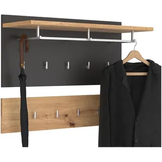 CARO-Möbel Wandgarderobe Bilbao Eiche/Grau