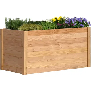dobar® XXL Hochbeet Massivholz Douglasie Bausatz - Naturbelassenes Kräuterbeet für Außen - Hochbeet-Kit für Garten inklusive Pflanzvlies - 750 L, Natur