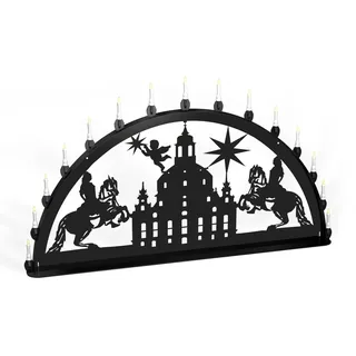 Schwibbogen Lichterbogen Dresden Frauenkirche + Reiter Metall XXL Außen schwarz