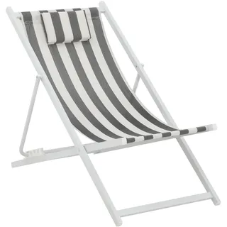aro Sonnenliege/Liegestuhl mit Kippfunktion, Aluminium/Textilen-Bespannung, gestreiftem Design, schwarz/weiß