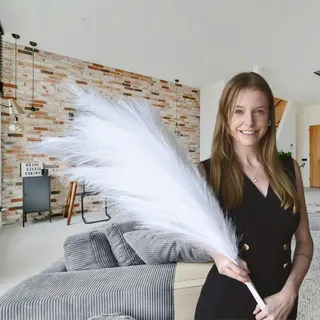 layba Pampasgras Deko in Weiß Boho Künstlpflanze - 3 Stück 100cm, Ideal für Hochzeitsdeko, Wohnzimmer & Schlafzimmer