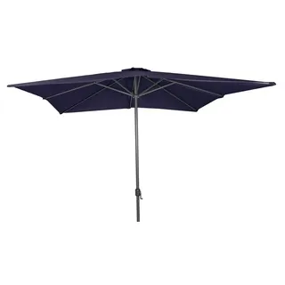 Sonnenschirm 3x3 m UV30+ quadratisch Kurbelschirm Gartenschirm Balkon blau Alu - Blau