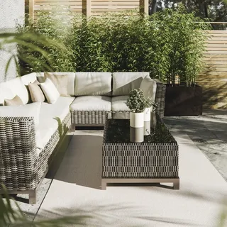 Interiyou Outdoor Teppich Wetterfest Asti - 200x300 cm Creme - Jute Optik - Wasserfest für Balkon, Terrasse, Garten - Outdoorteppich passend auch für Wohnzimmer, Schlafzimmer und Küche