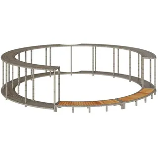 vidaXL Whirlpool-Umrandung Holztreppe grau 243 x 55 cm