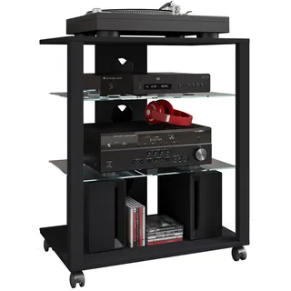 VCM Folas TV-Lowboard 60x70x41 cm Schwarz Glas/Holzwerkstoff