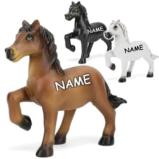 alles-meine.de GmbH große Spardose Pferd inkl. Name - mit Verschluss - aus Kunstharz/Polyresin - 17,5 cm - stabile Sparbüchse - Sparschwein - für Kinder & Erwachsene/Lust..