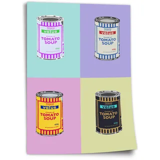 Poster Banksy Dose - Tomato Soup - Andy Warhol Pop-Art Modern Street-Art Marketing - Moderner Kunstdruck Klein bis Groß XXL Kunstdruck ohne Rahmen, Wandbild - A4, A3, A2, A1, A0, XXL - Wohnzimmer, ..