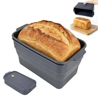 Faltbar Brotbackform mit Deckel, Toastbrot Backform mit Deckel Silikon 22.5 × 12.5 × 11.5 cm Hitzebeständig Antihaftbeschichtet für Ofen Hausgemac