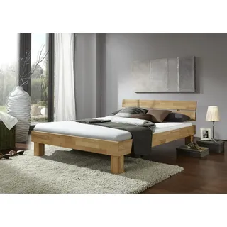 Futonbett Schlafzimmer Bett Wildeiche massiv Holz geölt Jenny 180 x 200 cm - Braun
