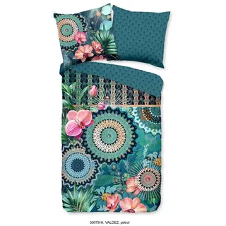 hip Bettwäsche Mako Satin Bettwäsche 135 X 200 cm + 1 x 80 X 80 cm Valdez blau, Bettbezug Kopfkissenbezug Set kuschelig weich hochwertig blau