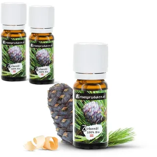 ZIRBELINO Zirbenöl 3x 10 ml - 100% naturrein, BIO zertifiziert, ätherisches Zirbelöl aus Kärnten für Raumduft Diffuser Duftlampe Zirbenwürfel Zirbe Lufterfrischer Aroma Zirbelkiefer Öl Geschenke