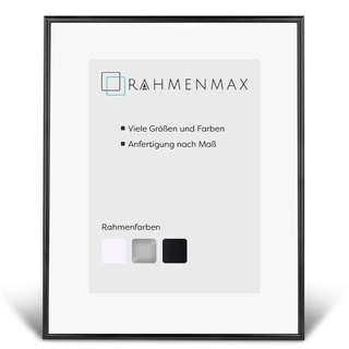 RahmenMax® Ohio Bilderrahmen 20x28 cm zum Aufhängen/Maßanfertigung möglich/Posterrahmen aus Kunststoff/Bilder Rahmen in Schwarz Matt mit Anti Reflex Acrylglas und MDF Rückwand/Puzzle Rahmen