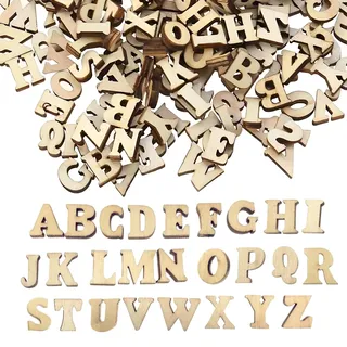 TakFree Holzbuchstaben Klein zum Basteln, 208 Stück Buchstaben Holz Klein 15mm Unbearbeitete Holzbuchstaben A-Z für Hasteln Deko