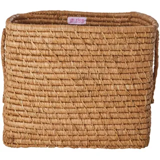 RICE Quadratischer Raffia Aufbewahrungskorb, 30 x 30 x 25 cm