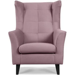 KONSIMO® Ohrensessel SALIS Sessel mit Armlehne, wasserabweisender Oberstoff,gewellte Feder und Schaumstoff im Sitz rosa