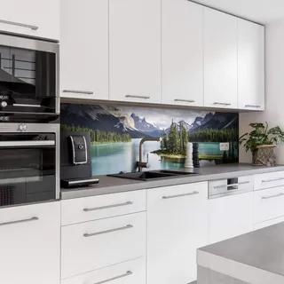 Dedeco Küchenrückwand Motiv: Berge V1, 3mm Acrylglas als Spritzschutz für die Küchenwand Wandschutz Dekowand wasserfest, 3D-Effekt, alle Untergründe, 240 x 60 cm