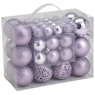 Christbaumkugel-Set, Lila, Kunststoff, 50-teilig, 3 cm Schubladen, 17.7x22.8x12.0 cm, Dekoration, Weihnachtsdekoration, Weihnachtsbaumschmuck, Weihnachtskugeln