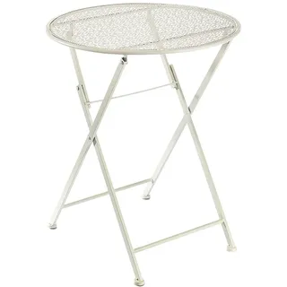 Kobolo Gartentisch Durchmesser 60cm - cream Metalltisch Bistrotisch Tisch Metall Balkontisch Terrassentisch rund Esstisch Garten Deko Balkon Camping - Beige