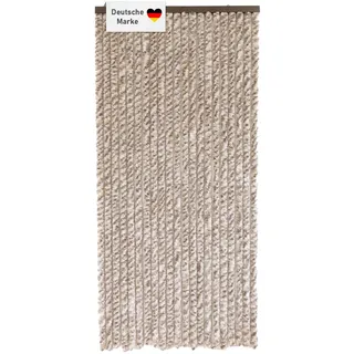 Lemodo Flauschvorhang 90x200cm beige-braun-weiß meliert, Fliegenschutz, Türvorhang Wohnwagen