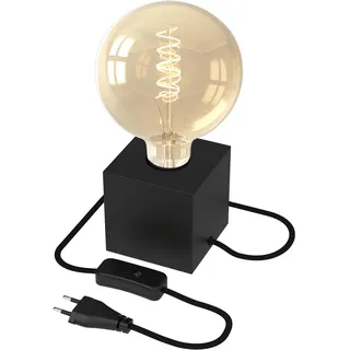 CALEX Tischlampe eckig, E27, Schwarz, Inkl. G125 LED Filament Lichtquelle