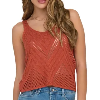 JDY Häkeltop, Terracotta, Damen 15226348, Orange, M - M