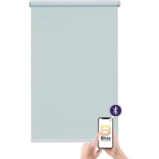 Elektrisches Rollo SUNLINES "Akkurollo Upcycling appgesteuert, blickdicht, Sunlines", grau, B:130cm H:220cm, Kunststoff, Metall, Polyester, Rollos, appgesteuert via Bluetooth