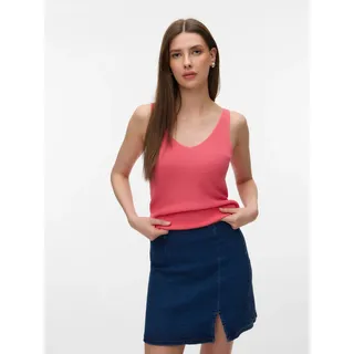 Stricktop VERO MODA "VMNEWLEX SUN SL TOP GA NOOS", Damen, Gr. S, coral paradise, Strick, Obermaterial: 50% Viskose, 25% Baumwolle, 25% Polyacryl, unifarben, figurbetont hüftlang, V-Ausschnitt, Tops Stricktop