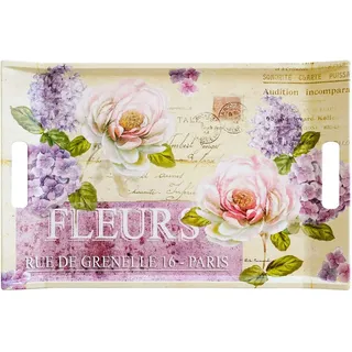 Lashuma Buntes Teetablett Design: Edelrose, Kuchentablett rechteckig 47x31 cm, Esstablett mit Griffen