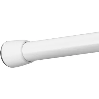 iDesign Duschvorhangstange, kurze Teleskopstange aus Edelstahl, ausziehbare Duschvorhangstange ohne Bohren für Dusche und Badewanne, weiß, 66 - 107 cm