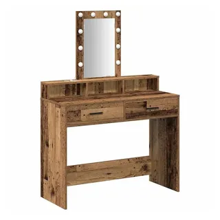 vidaXL Schminktisch mit LED-Leuchten Vintage-Holz 100x41x140 cm
