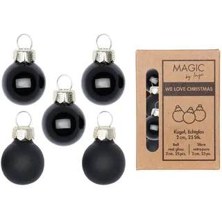 INGE-GLAS 25 Weihnachtskugeln 2cm Glas Christbaumkugeln Weihnachtsbaumkugeln schwarz
