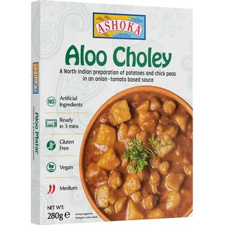 ASHOKA - Instant Aloo Choley - 20 X 280 GR - Multipack | Glutenfrei & vegan, authentische indische Rezepte, in 3 Minuten zubereitet