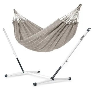 LA SIESTA® - Brisa - Kingsize + Stahl-Gestell Hängematte, handgefertigt in Kolumbien, mit 180 cm Breite für entspannte Momente drinnen und draußen. (Almond)