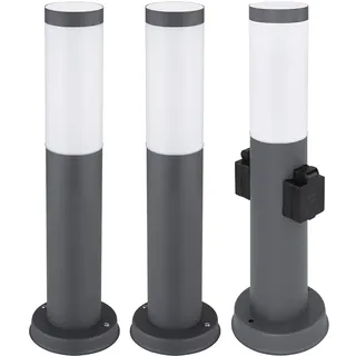 GLOBO Außenleuchte Edelstahl 12,7x45 cm 3er Set anthrazit