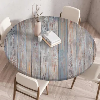 Odot Tischdecke Abwaschbar Rund 150cm, Elastisch Lotuseffekt Tischdecke Outdoor 3D-Druck Tischdecken Table Cloth für Garten Restaurant, Ideal für 140cm-145cm
