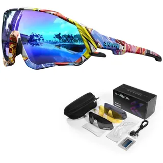 KAPVOE Polarisations-Fahrradbrillen,5 austauschbare Gläser,Unisex-Sportsonnenbrillen für Männer und Frauen,geeignet für Radsport,Mountainbiken,Laufen,Angeln,Rudern,Golf K9408