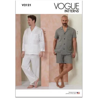 Vogue Schnittmuster V2121A Herren-Pyjama A (S-M-L-XL-XXL-XXXL)