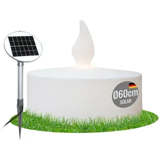 8 seasons design Solar Dekolampe Shining Tealight Ø 60 cm (Weiß), LED warmweiß, Solarpanel, Dämmerungssensor, Teelicht, Dekoleuchte, Weihnachts-Deko, Winter-Deko für außen