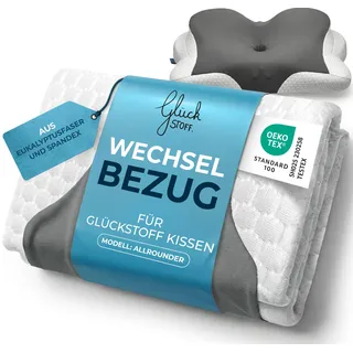 Glückstoff® Kissenbezug für ergonomisches Kissen [Kühl- und Wärmewirkung] aus Eukalyptusfaser (Lyocell) und Spandex | Ersatzbezug | Grau | Version: Allrounder