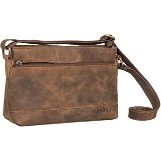 ROYALZ Echtleder Vintage Handtasche Damen Umhängetasche 'Minnesota' Moderne Schultertasche Leder klein Lederhandtasche Elegant Clutch Tasche, Farbe:Nevada braun - S