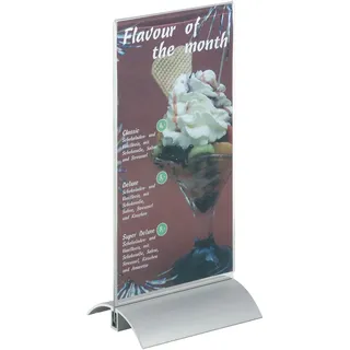 Durable Tischaufsteller Presenter 1/3 A4 Acryl/Aluminium) 1 Stück, transparent,