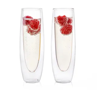 Champagnerflöten ohne Stiel, Champagnergläser, Set mit 2 Kristallgläsern, Prosecco-Weinflöte, Mimosa-Gläser-Set, Cocktailglas-Set, Wasser-Highball-Glas, Bar-Glaswaren(Trans)