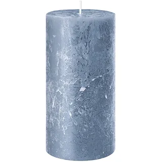 Wenzel Stumpenkerze H 11 cm RUSTIC, Blau - Paraffinwachs - 7 x 11 cm - selbstlöschend