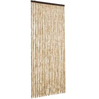 vidaXL Insektenschutz Vorhang Flauschvorhang Plüschvorhang Türvorhang Fadenvorhang Fliegenschutz Wohnwagen Camping Beige 90x200cm Chenille