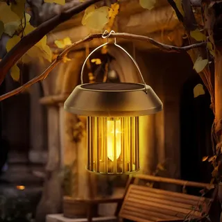 Solarlampen für Außen Hängend, klein Solarlaterne für Außen, warmweiß Solar Hängeleuchte in 8-10h Bleuchtdauer, IP44 Wsserdicht Solar Lampe Outdoor Hängend, für Terrasse Rasen Balkon (1pcs)