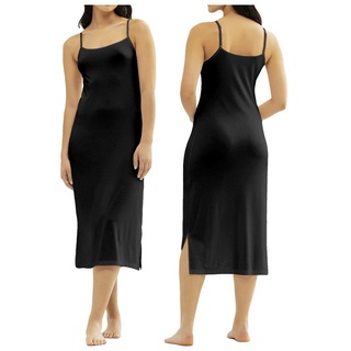 TEXEMP Unterkleid Damen Unterkleid Unterrock Nachtkleid Mini Spaghettiträger Unterwäsche (1-tlg) Bambus Viskose schwarz L/XL